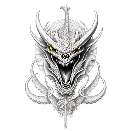 Dragon Around Viking Skull