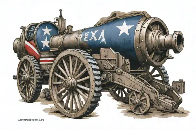 Come And Take It Cannon Colored With The Texas State Flag Inside