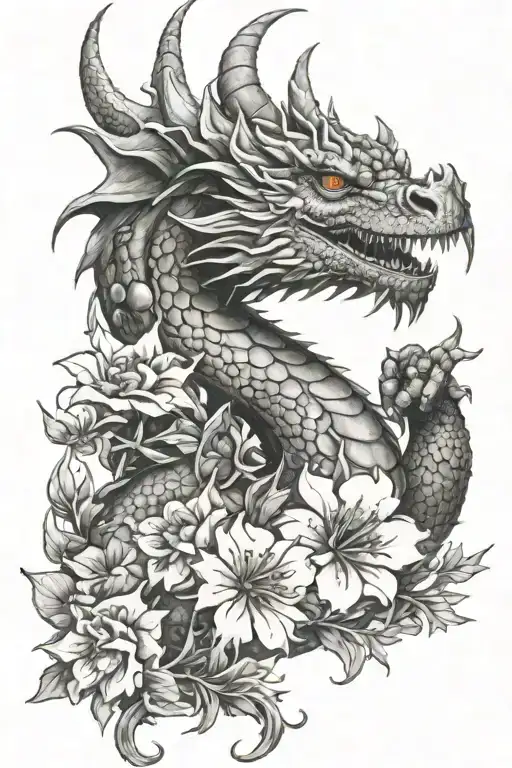 Dragon With Flowers