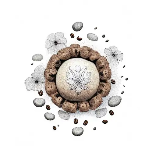 A Globe Made Of Coffee Beans With Flowers Growing Out Of It