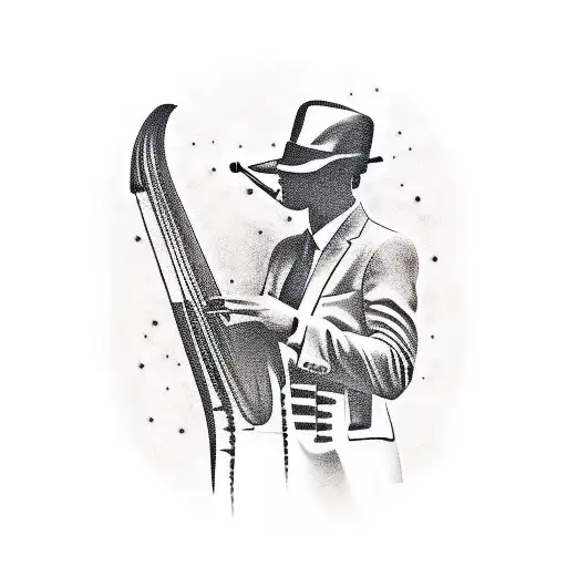 Gangster Silhouette Playing A Musical Instrument