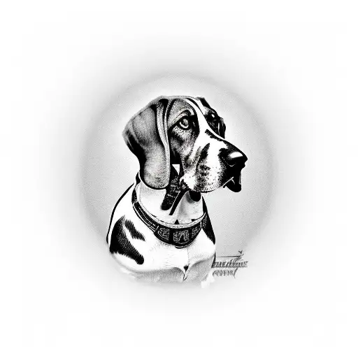 A Realistic Portrait Of A Basset Hound Wearing A Yugioh-themed Collar