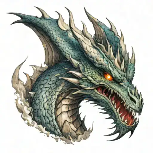 An Angry Dragon Breathing Fire On A Landscape Resembling Anatolia