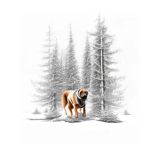 Man Walking Dog Through Forest