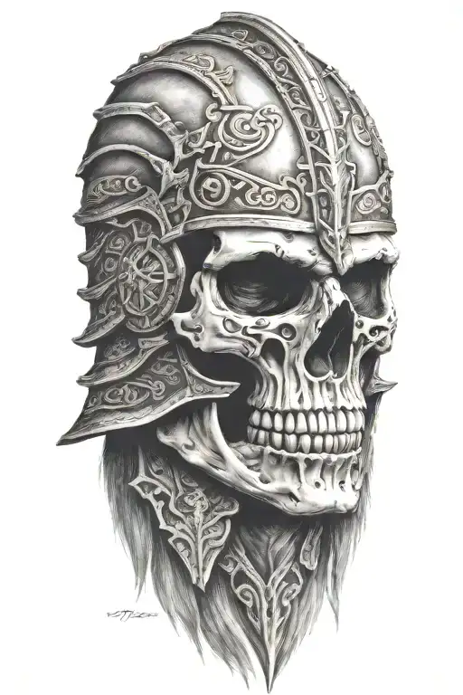 Warrior Norse Skull Face Side Profile