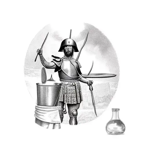 A Roman Soldier Cooking A Delicious Feast