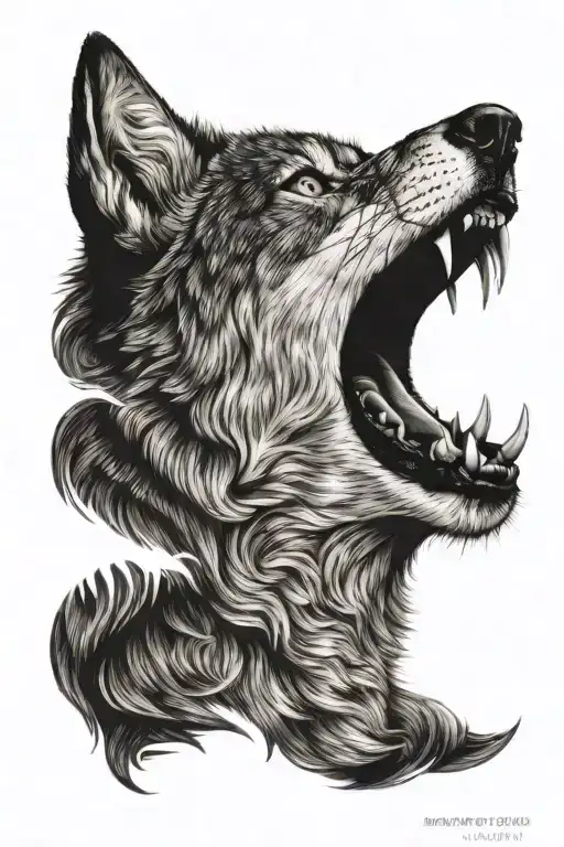 Barking Wolf Howling At The Moon