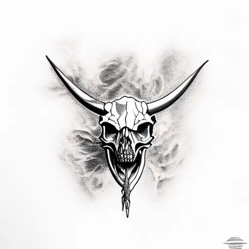 Flaming Bull Skull