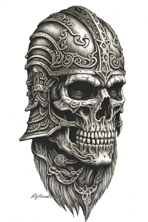 Warrior Norse Skull Face Side Profile
