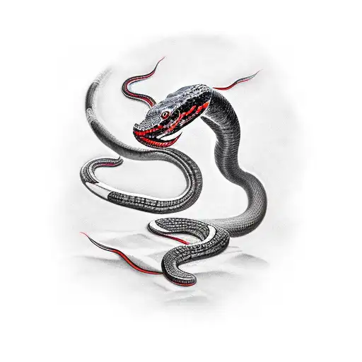 Red And Black Snake With A Chinese Saying