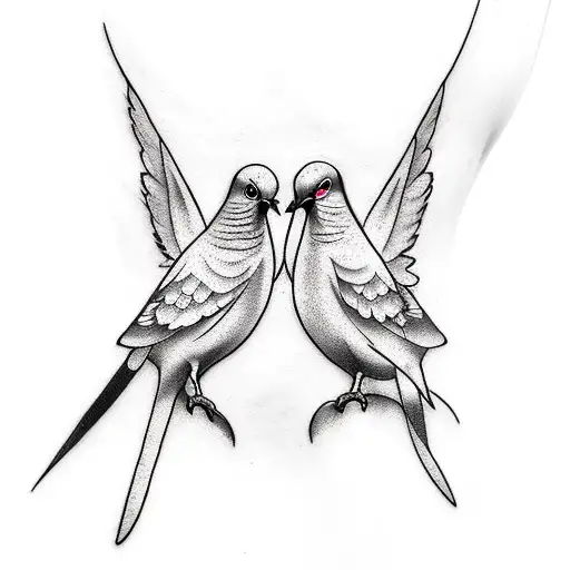 2 Small Pigeons Around A Scroll