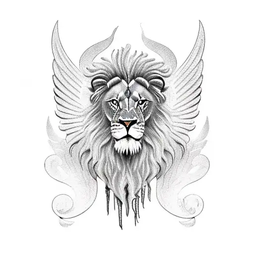 Lion Head With Wings On The Side