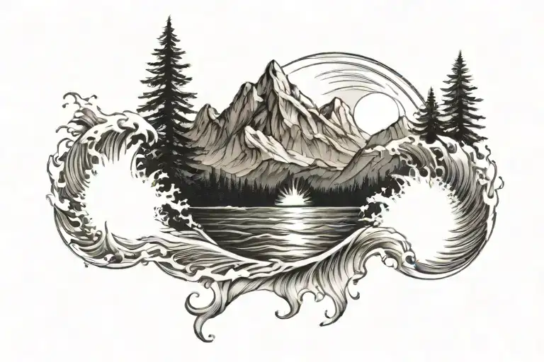 Mountain And Wave And Sun