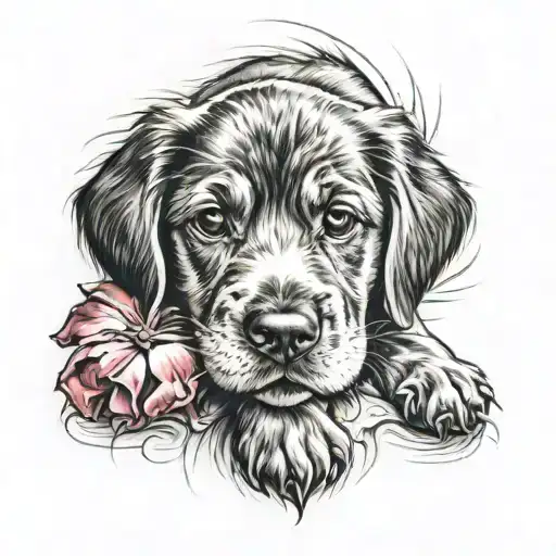 Dog Paw Print With Portrait