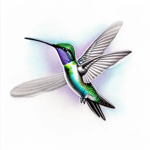 Hummingbird Seen From The Front With Wings Spread