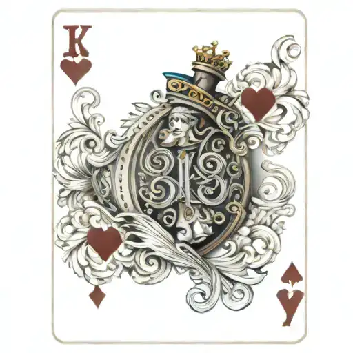 Suicide King Of Hearts Playing Card With Ornate Boarding