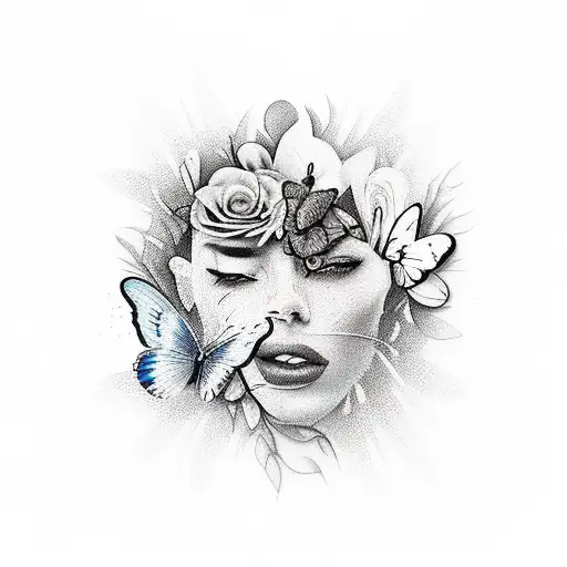 A Realistic Portrait Of A Dj Surrounded By Vibrant Flowers And Butterflies