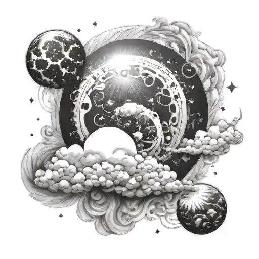 Sun Moon Cloud Background