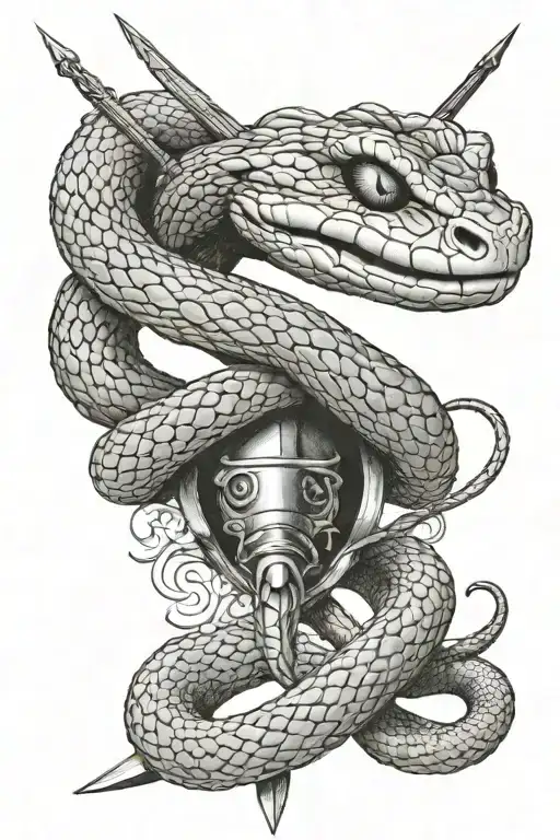 Snake With Sword In Its Head