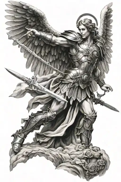 Archangel Michael In Battle With His Sword