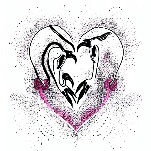 Twin Flame Flamingos Love Shape Of A Heart Soul Mates Divine Counterparts Pink