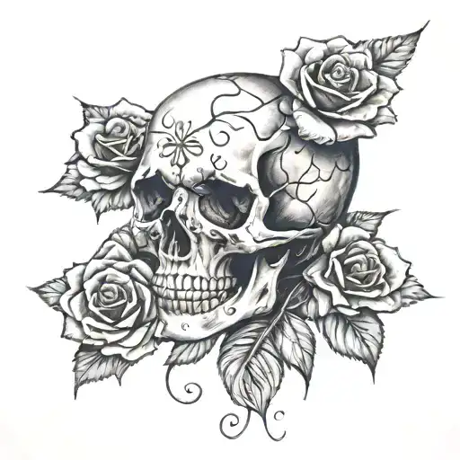 Skull With A Rose Underneath