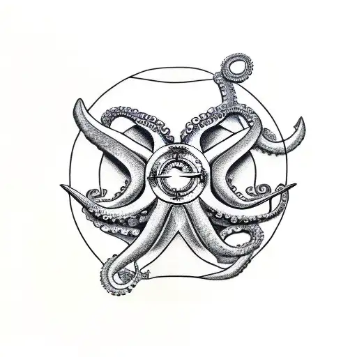 Octopus With Compass And Anchor