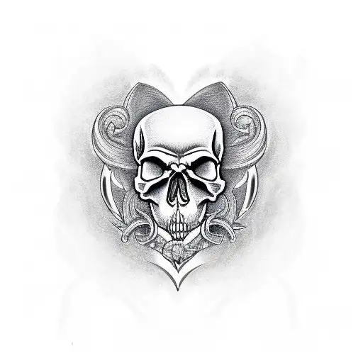Skull With Heart And Blade
