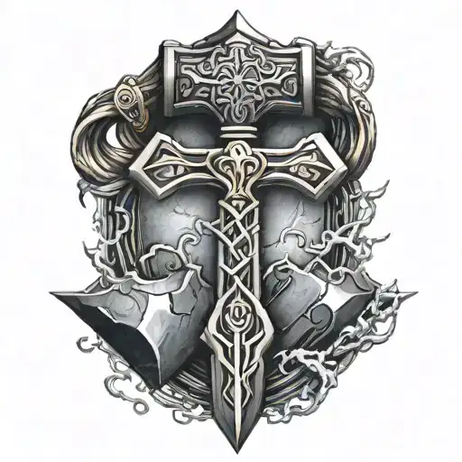 Mjolnir With Black Lightning Chest