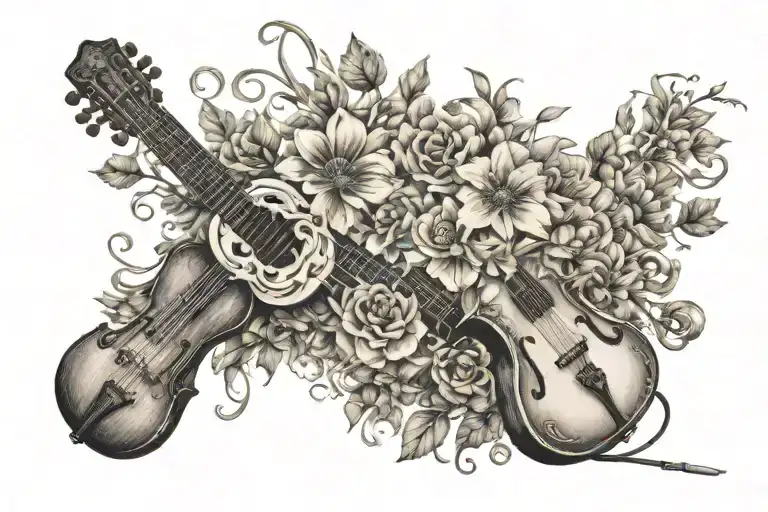 Floral Design Incorporating Musical Instruments