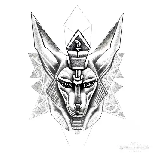 Anubis With Pyramids And Egyptian Letters
