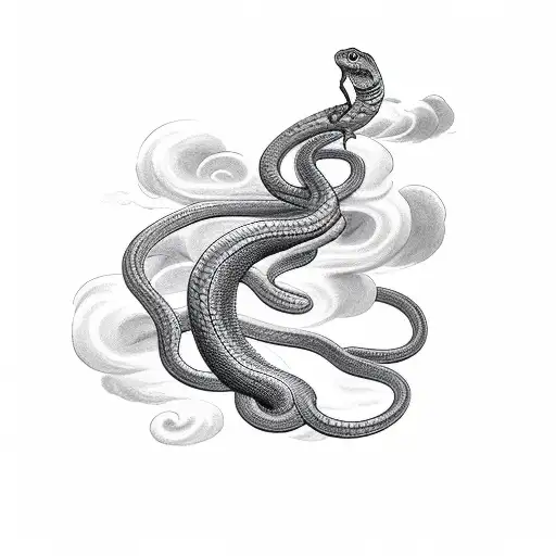 Snake With Blade And Clouds