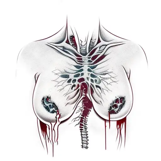 Pin Up Of A Zombie Girl Smoking A Cigarette With Smoke Coming Out Of Her Rib Cage