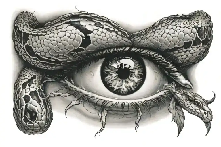 Eyes Of A Woman And A Snake Around It