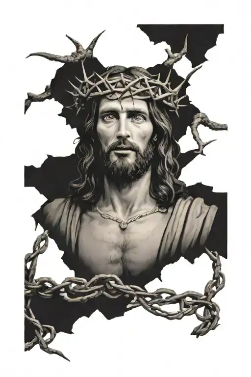 Jesus Christ With Crown Of Thorns