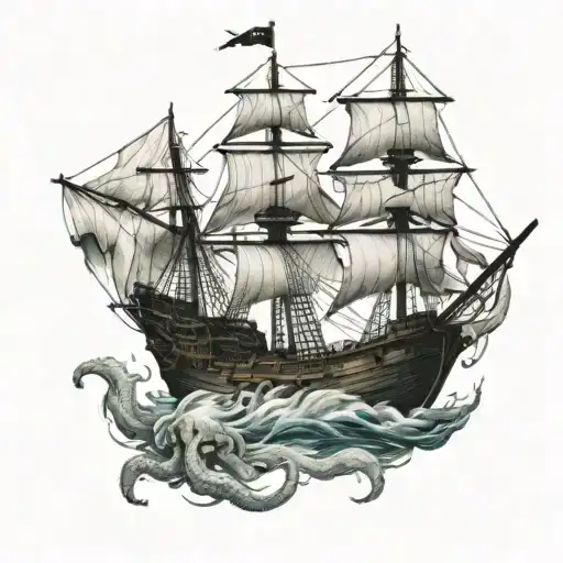 Pirate Ship And The Kraken