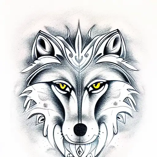 Wolf Face With Four Inicials
