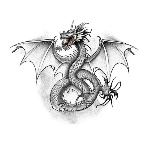 Dragon Medieval Style On The Upper Arm Half Sleeve Wrapped Around The Arm