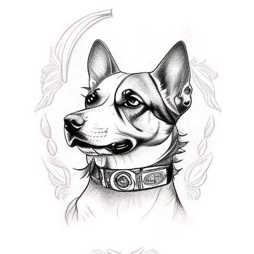 A Sketch-style Tattoo Of A Dog Holding A Chainsaw