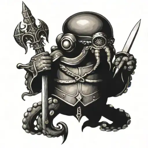 An Octopus In Medieval Armor Holding A Sword