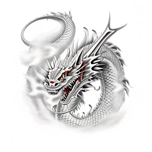 Realistic Japanese Dragon With Smoke