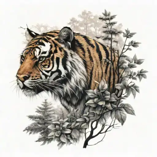 Tiger And Forest