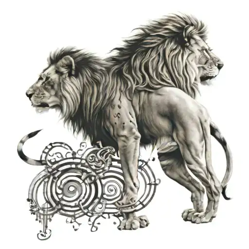 A Lion With A Mane Made Of Musical Notes