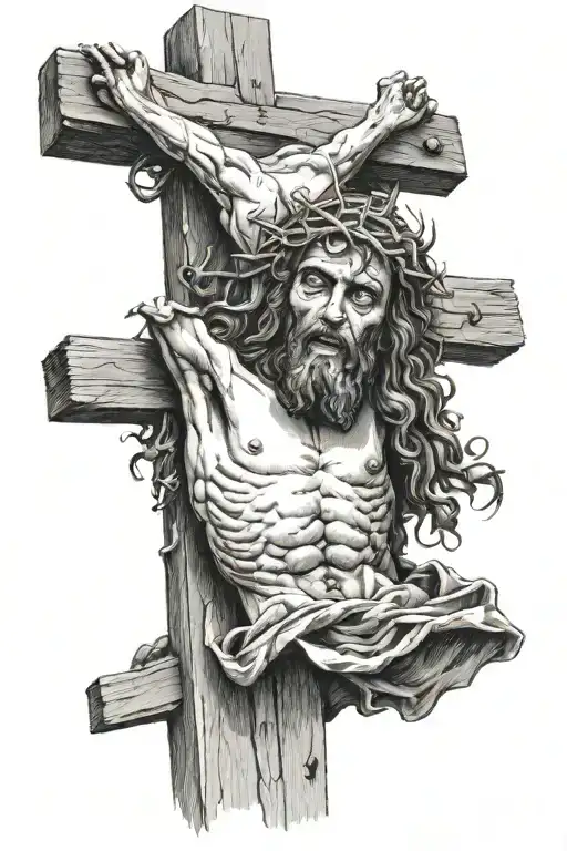 Jesus Christ Crucified And Heads