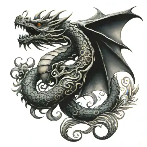 Dragon Wrapped With Mandala Design Incorporating