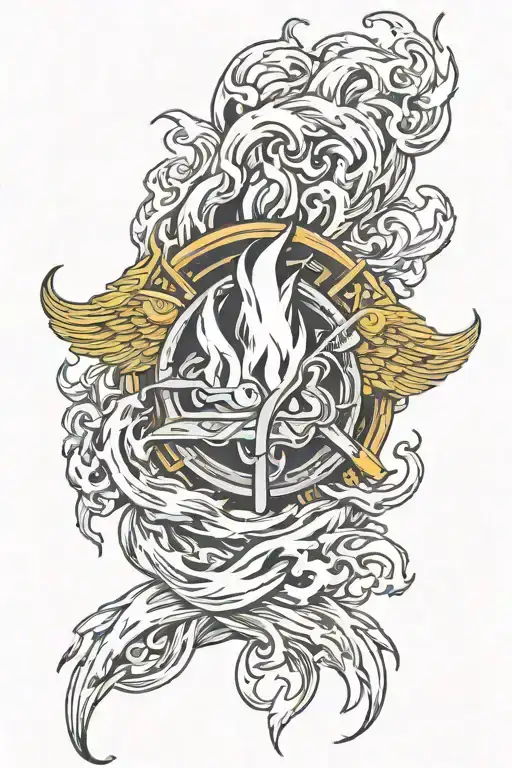 Flames And Paramedic Symbol Intertwined