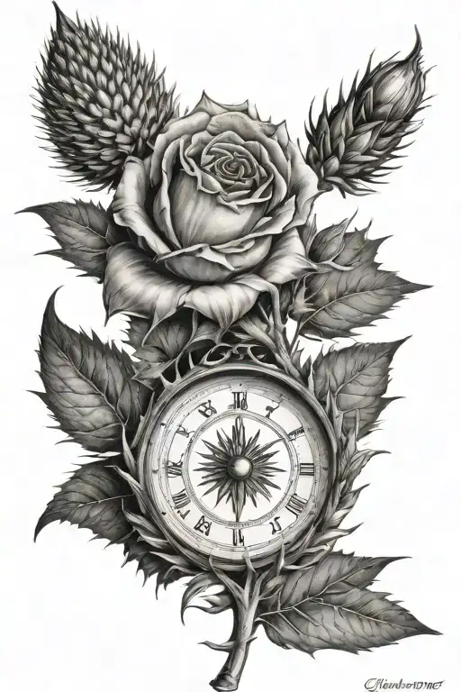 Rose Thistle And Roman Numerals Representing Important Dates