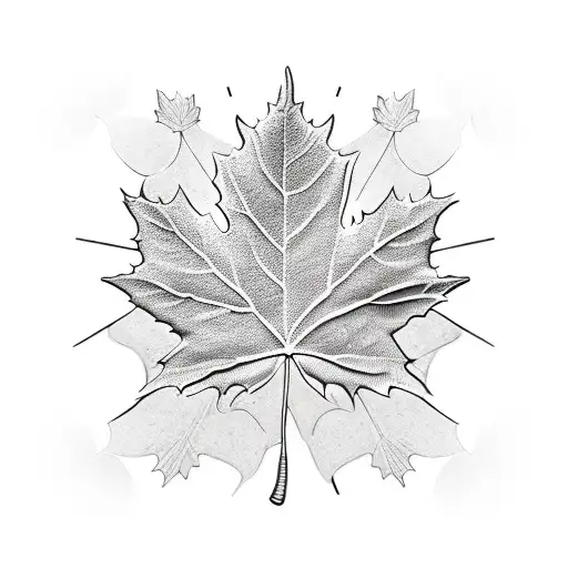 A Blackwork Tattoo Of A Vinyl Record With A Maple Leaf Etched On The Surface