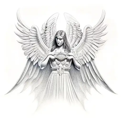 Man Warrior Angel Wing's Christian Cros