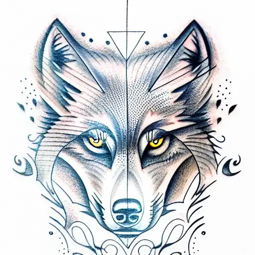 Wolf Face With Letters Arround